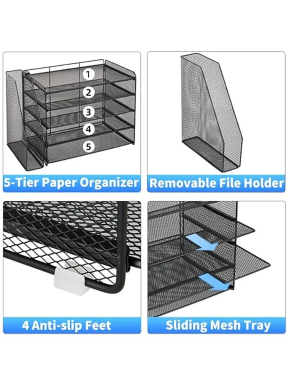 Desk Organizer 5 Tier File Organizer Paper Tray Desktop Office Storage Rack